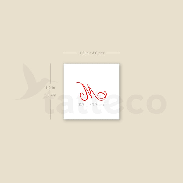 Little Red M Script Temporary Tattoo - Set of 3
