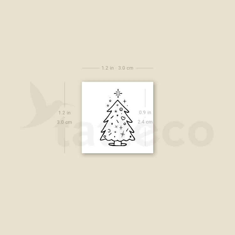 Christmas Tree Temporary Tattoo - Set of 3