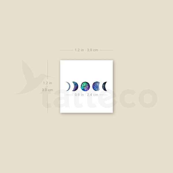 Small Moon Phases By Ann Lilya Temporary Tattoo - Set of 3