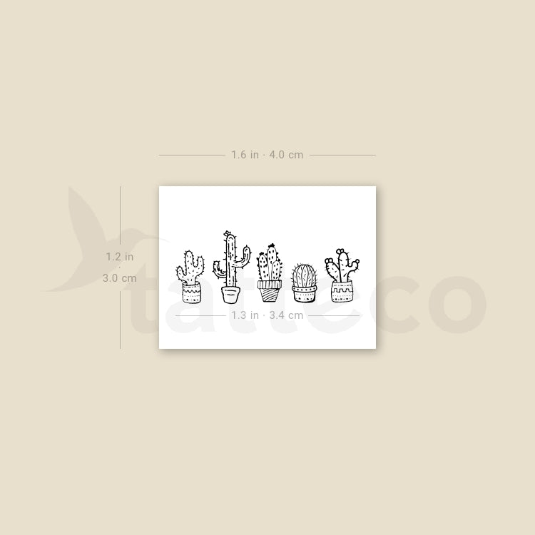 Cactus Family Temporary Tattoo - Set of 3
