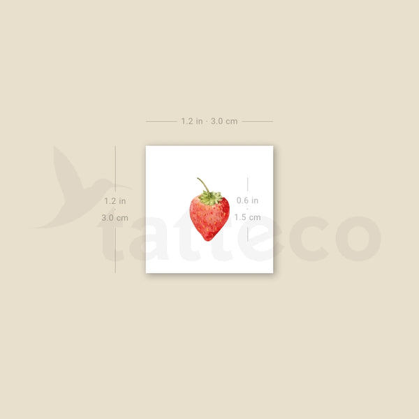 Watercolor Strawberry Temporary Tattoo - Set of 3
