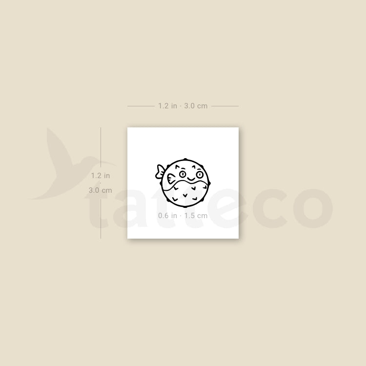 Puffed Up Pufferfish Temporary Tattoo - Set of 3