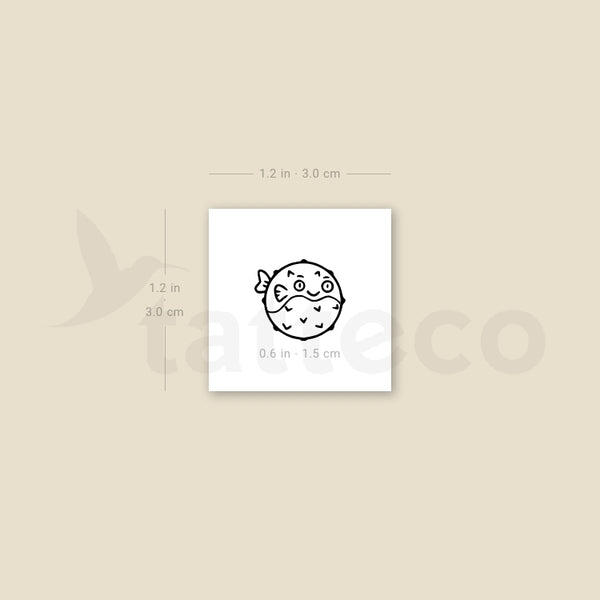 Puffed Up Pufferfish Temporary Tattoo - Set of 3