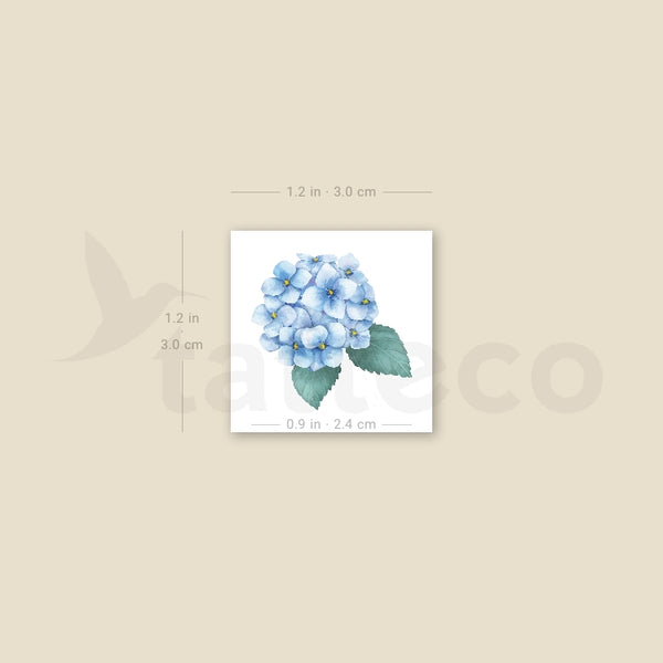Blue Hydrangea Temporary Tattoo - Set of 3