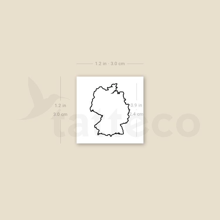 Map Of Germany Outline Temporary Tattoo - Set of 3