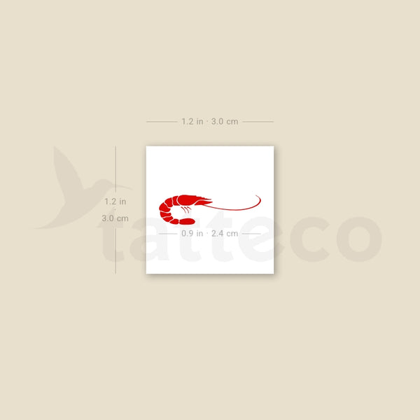 Small Red Prawn Temporary Tattoo - Set of 3