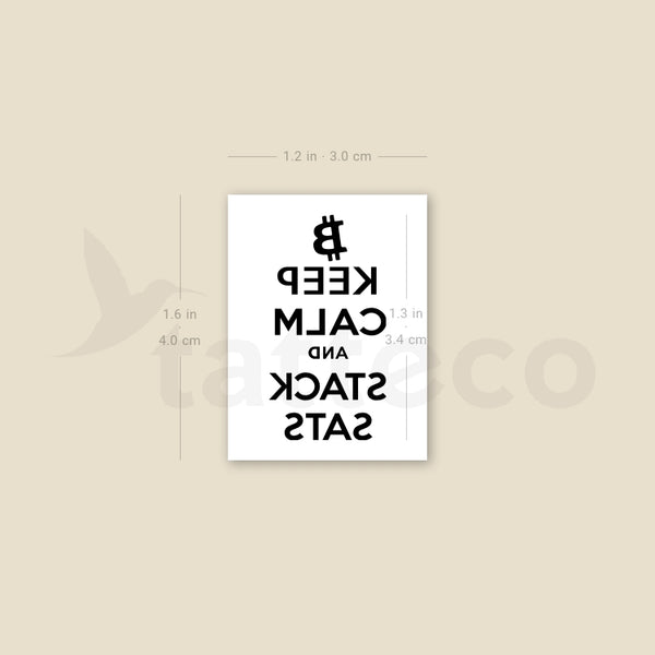 KEEP CALM AND STACK SATS Temporary Tattoo - Set of 3