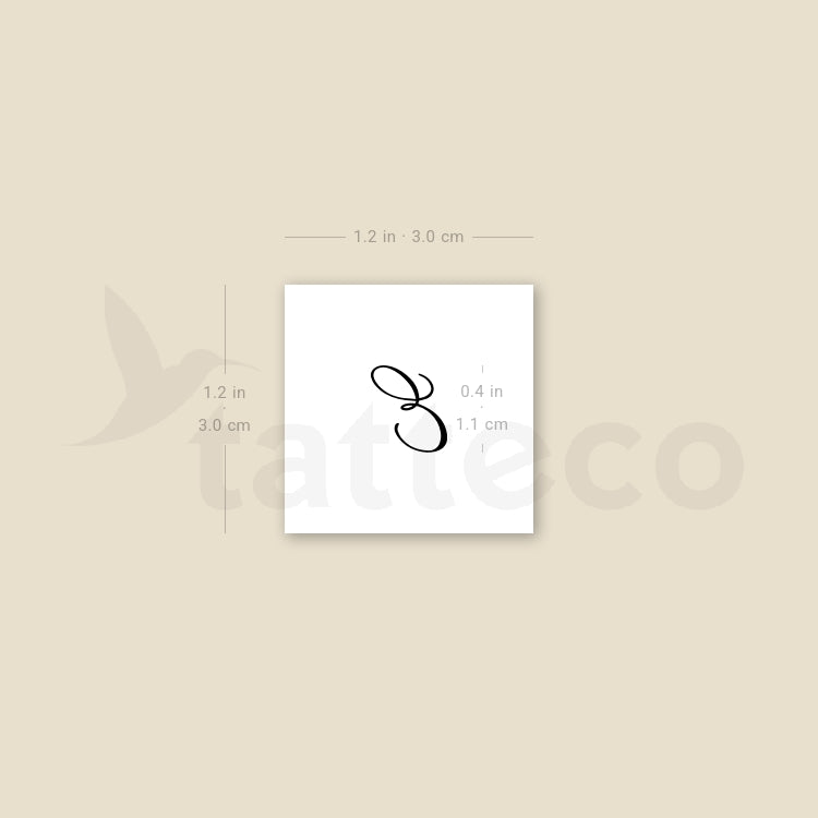 Letter E Script Temporary Tattoo - Set of 3