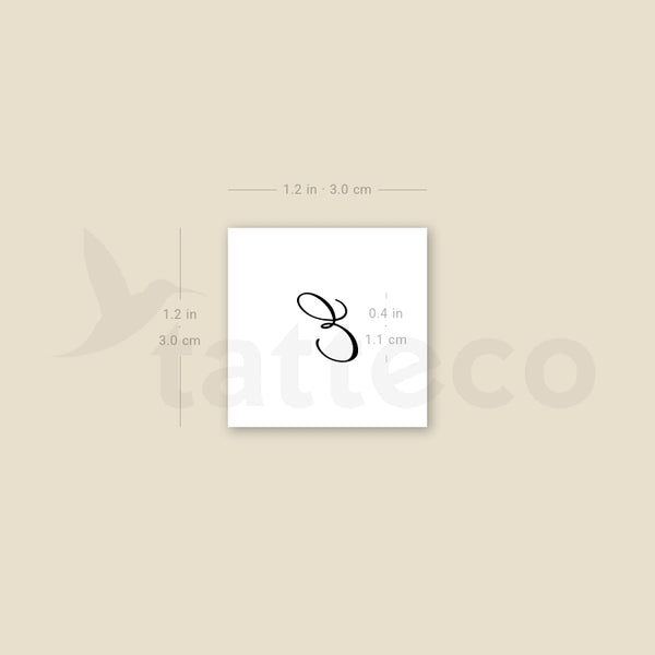 Letter E Script Temporary Tattoo - Set of 3