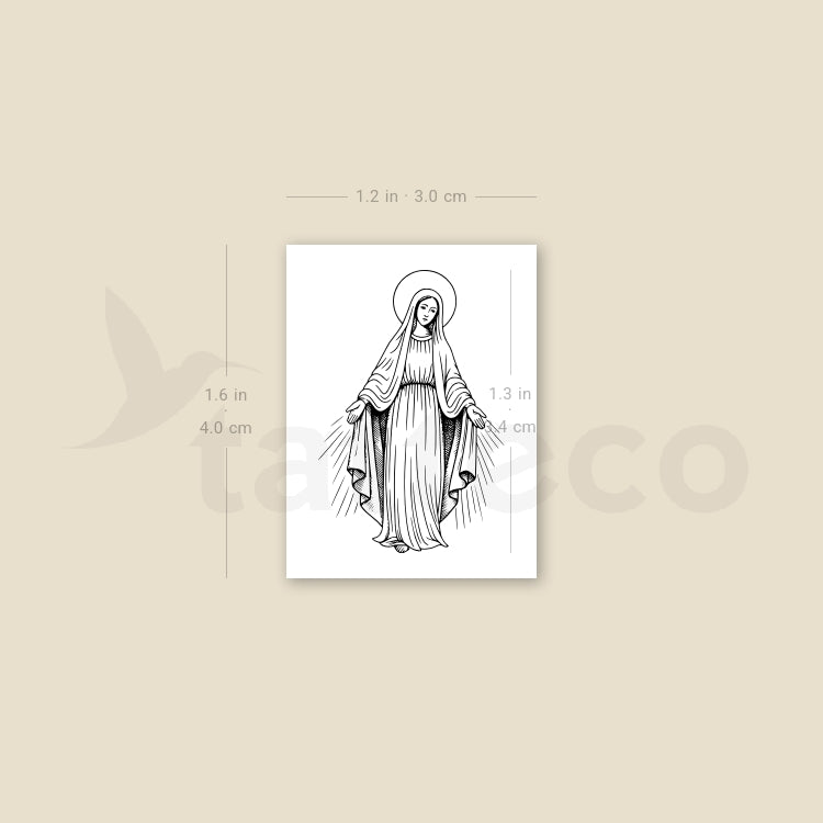 Enlightened Virgin Mary Temporary Tattoo - Set of 3