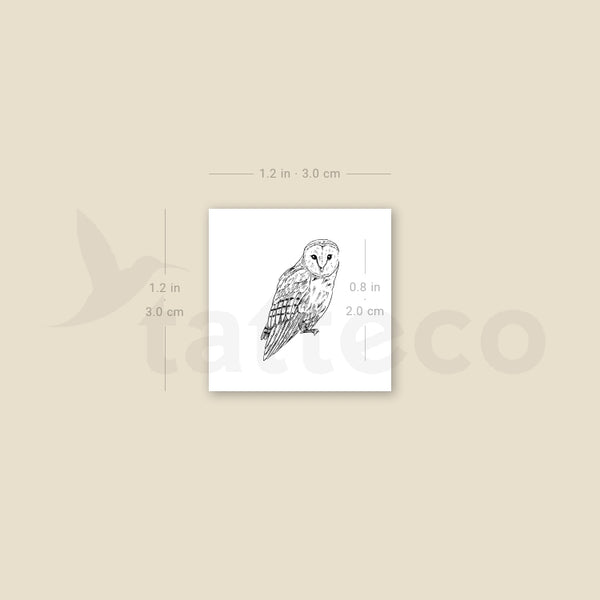Small Barn Owl Temporary Tattoo - Set of 3