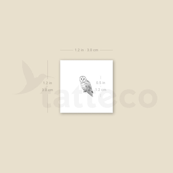 Tiny Barn Owl Temporary Tattoo - Set of 3