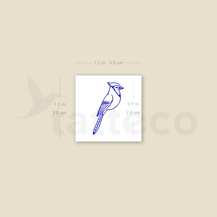 Minimalist Blue Jay Temporary Tattoo - Set of 3