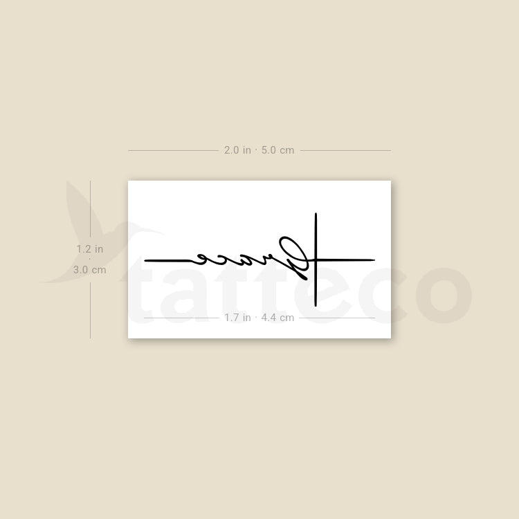 Christian Cross Grace Temporary Tattoo - Set of 3