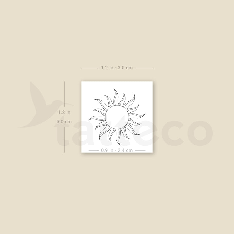 Small Sun By 1991.ink Temporary Tattoo - Set of 3