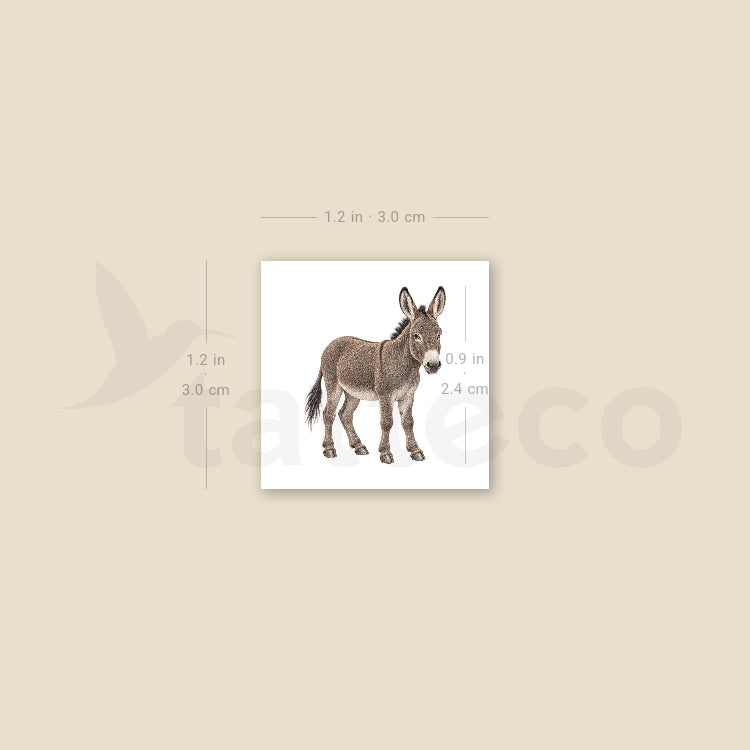 Watercolor Donkey Temporary Tattoo - Set of 3