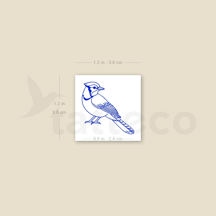 Blue Ink Blue Jay Temporary Tattoo - Set of 3