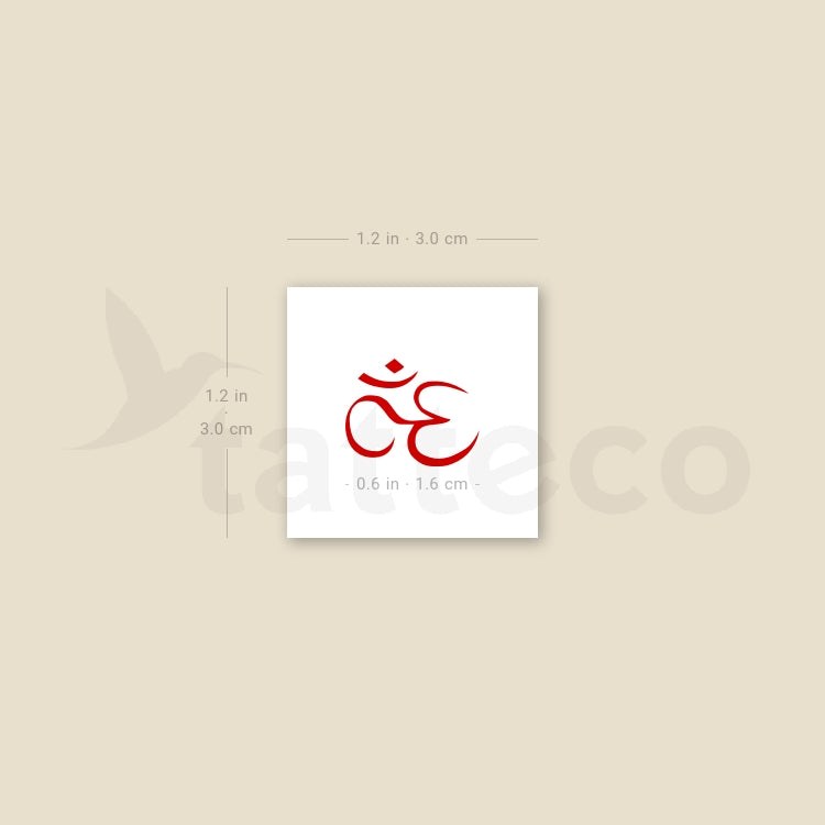 Red Ink Om Temporary Tattoo - Set of 3