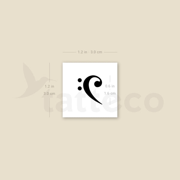 Little Bass Clef Temporary Tattoo - Set of 3