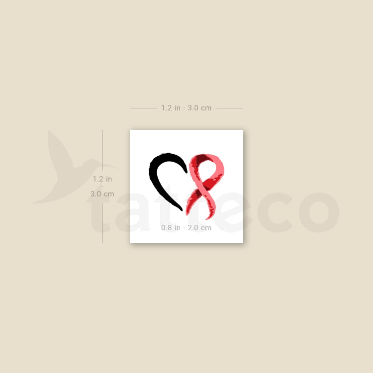 Tatuaje temporal de corazón para concienciar sobre el cáncer (juego de 3)