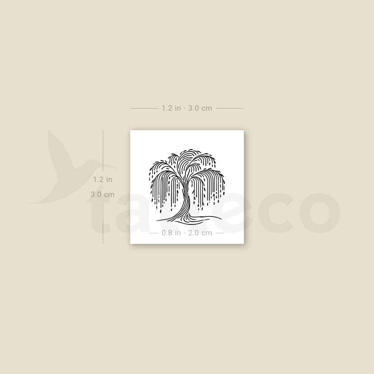 Minimalist Weeping Willow Temporary Tattoo - Set of 3