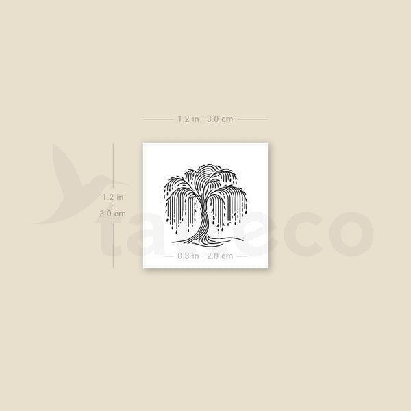 Minimalist Weeping Willow Temporary Tattoo - Set of 3