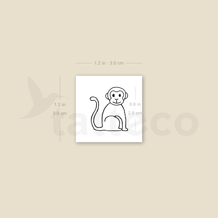 Monkey Temporary Tattoo - Set of 3