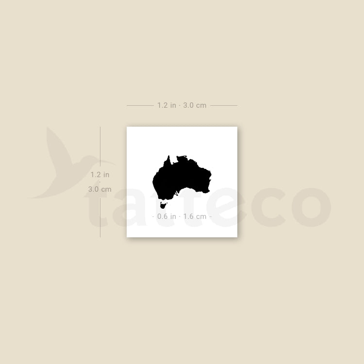 Small Australia Map Temporary Tattoo - Set of 3