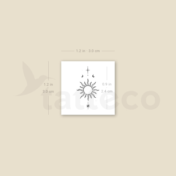 Tiny Sun By Stefano Mazza Temporary Tattoo - Set of 3
