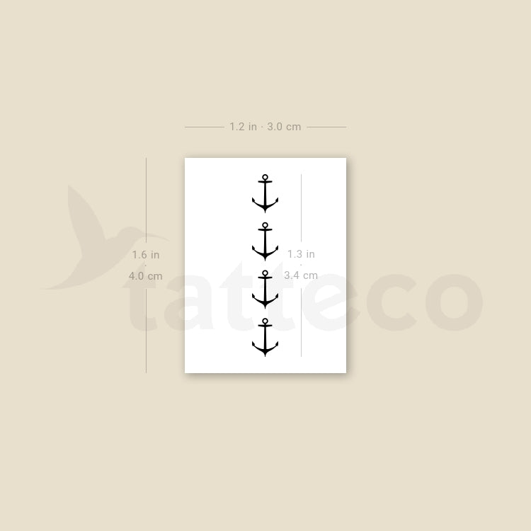 Four Anchors Temporary Tattoo - Set of 3