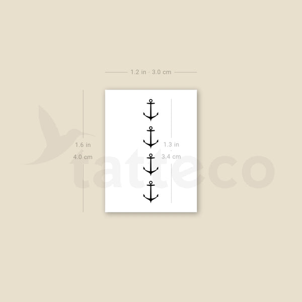 Four Anchors Temporary Tattoo - Set of 3