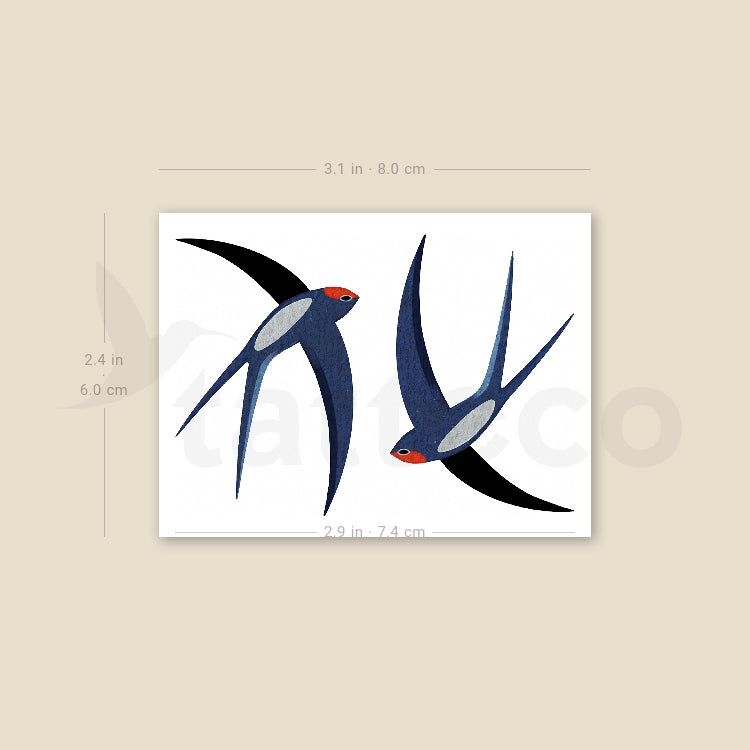 Swallow Dance By Ann Lilya Temporary Tattoo - Set of 3