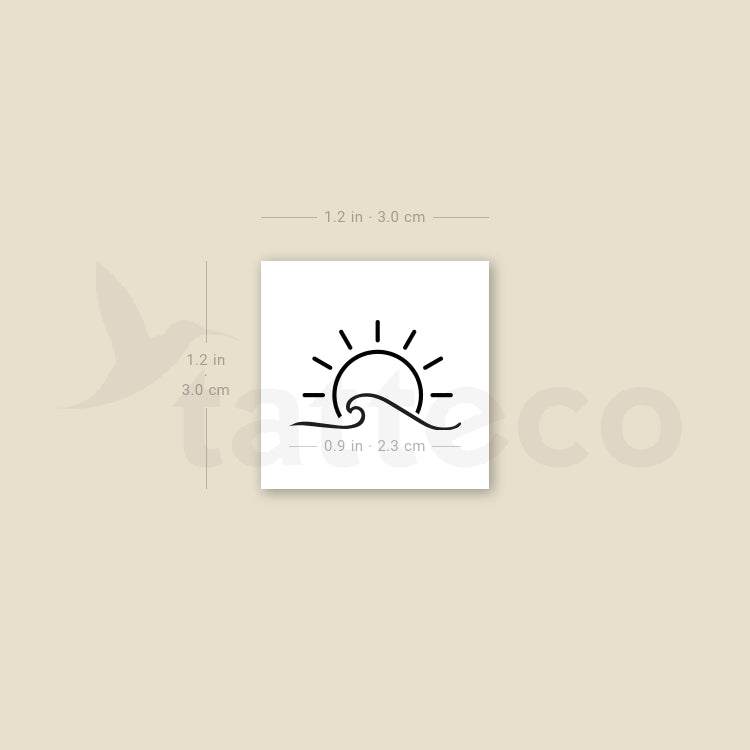Wave Sunrise Temporary Tattoo - Set of 3