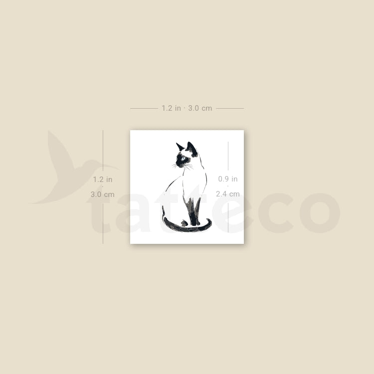 Watercolor Siamese Cat Temporary Tattoo - Set of 3