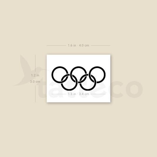Olympic Rings In Black Temporary Tattoo - Set of 3