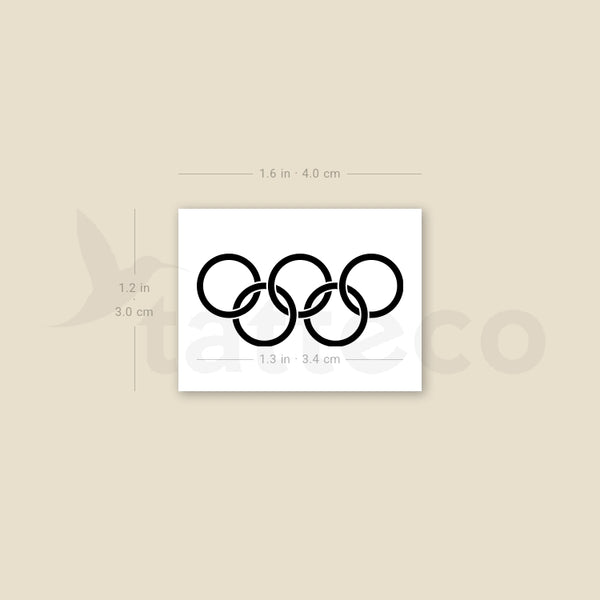 Olympic Rings In Black Temporary Tattoo - Set of 3