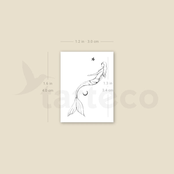 Star Moon Mermaid By Stefano Mazza Temporary Tattoo - Set of 3
