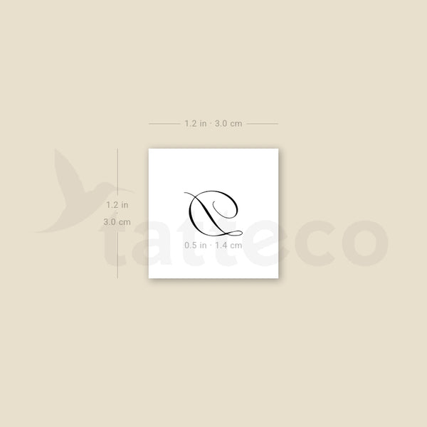 Letter D Script Temporary Tattoo - Set of 3