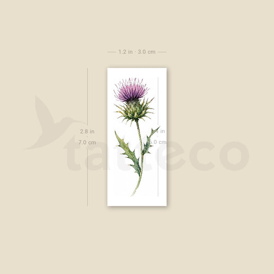 Small Watercolor Thistle Temporary Tattoo - Set of 3