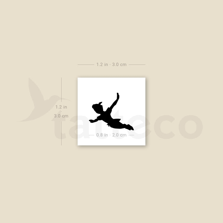 Tatuaje temporal de silueta de Peter Pan volando - Juego de 3