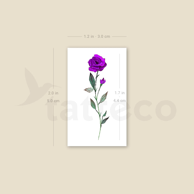 Purple Rose By Lena Fedchenko Temporary Tattoo - Set of 3