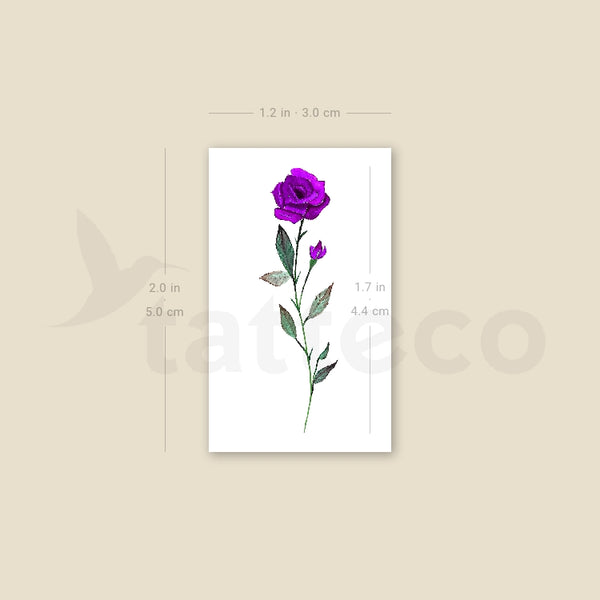 Purple Rose By Lena Fedchenko Temporary Tattoo - Set of 3