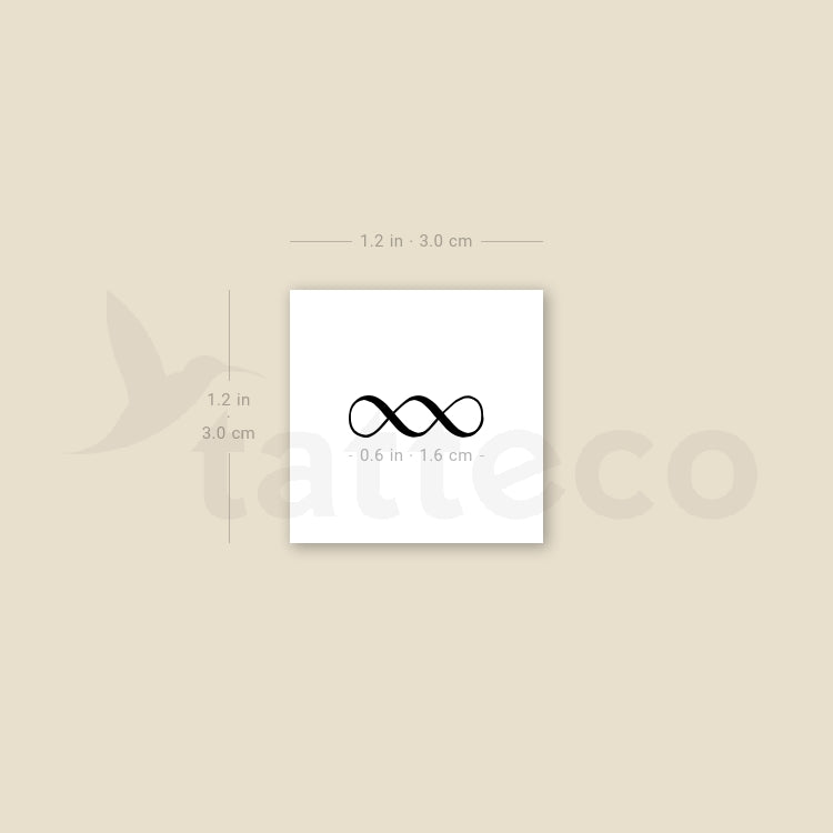 Small Double Infinity Symbol Temporary Tattoo - Set of 3
