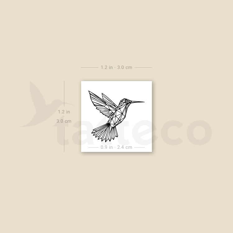 Low Poly Hummingbird Temporary Tattoo - Set of 3