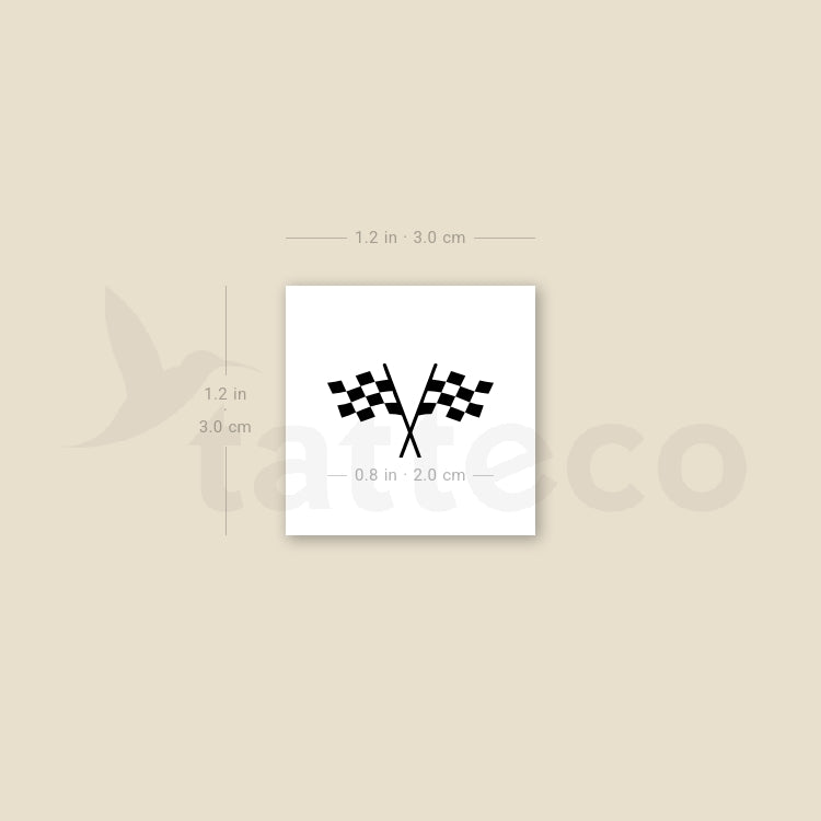 Double Checkered Flag Temporary Tattoo - Set of 3