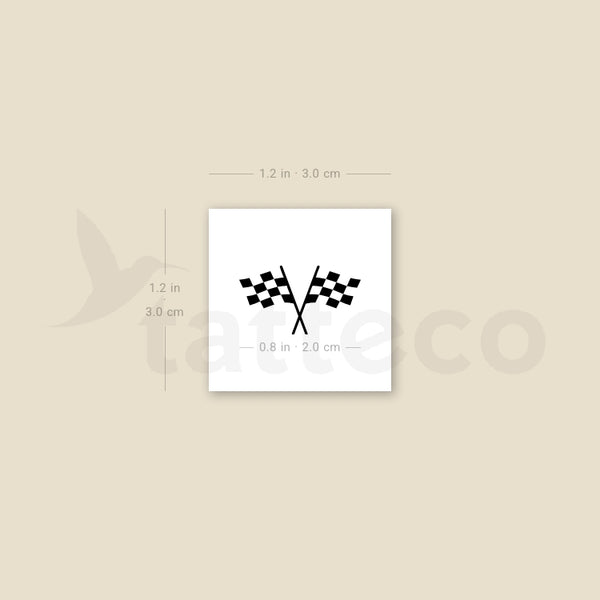 Double Checkered Flag Temporary Tattoo - Set of 3