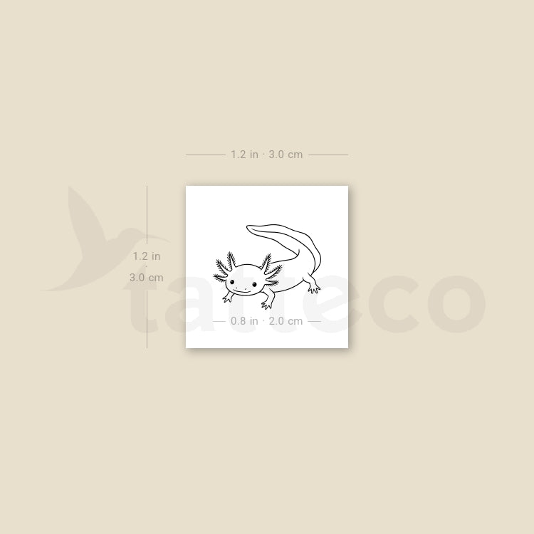Fine Line Axolotl Temporary Tattoo - Set of 3