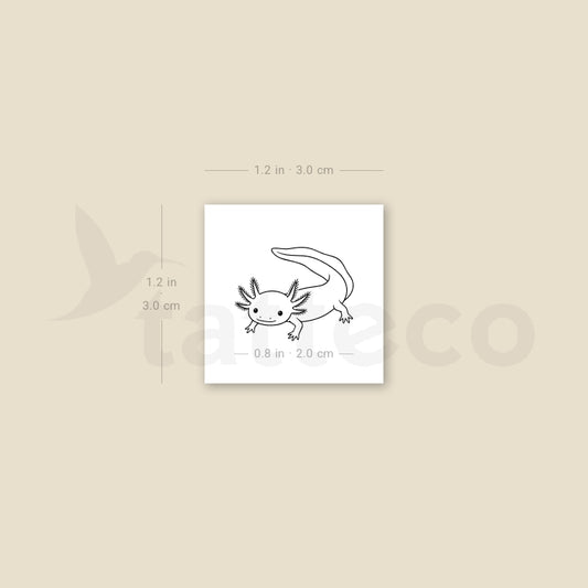 Fine Line Axolotl Temporary Tattoo - Set of 3