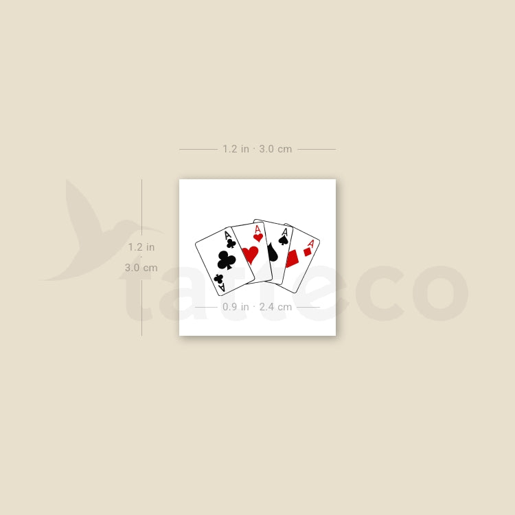 Playing Card Aces Temporary Tattoo - Set of 3