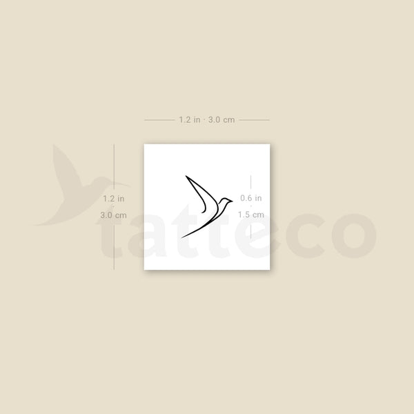 One Line Bird Temporary Tattoo - Set of 3